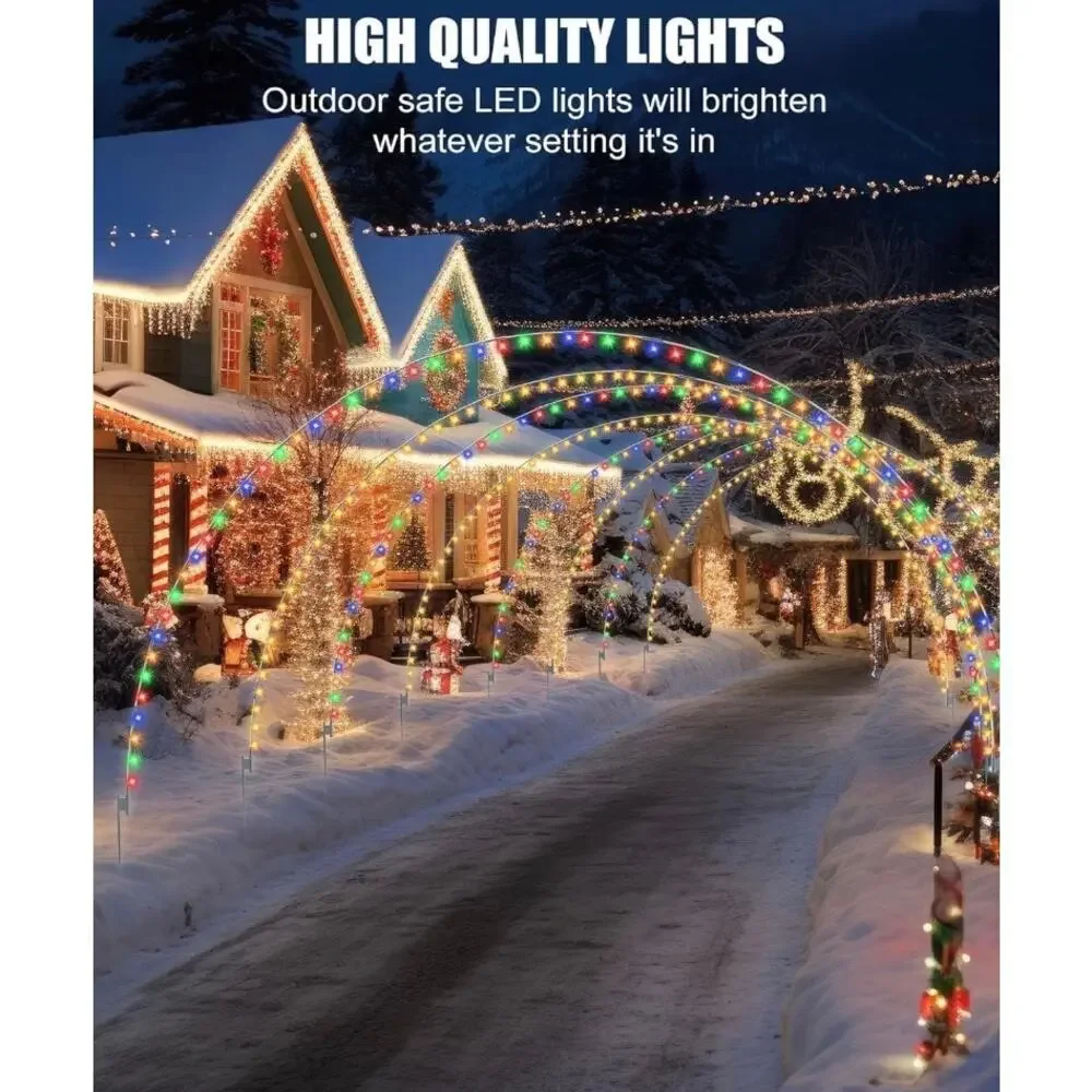 Christmas Archway Lights Outdoor 3 Pack,300Leds Mulit-Color Christmas Light Arch